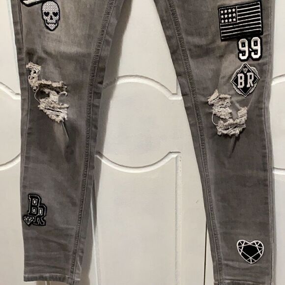 La Belle Roc Skinny Distressed Patched Jeans 5/6 - Picture 5 of 15